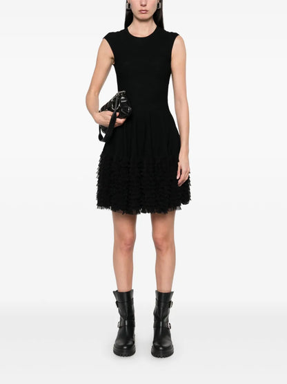 Lace Knit Ruffle Dress
