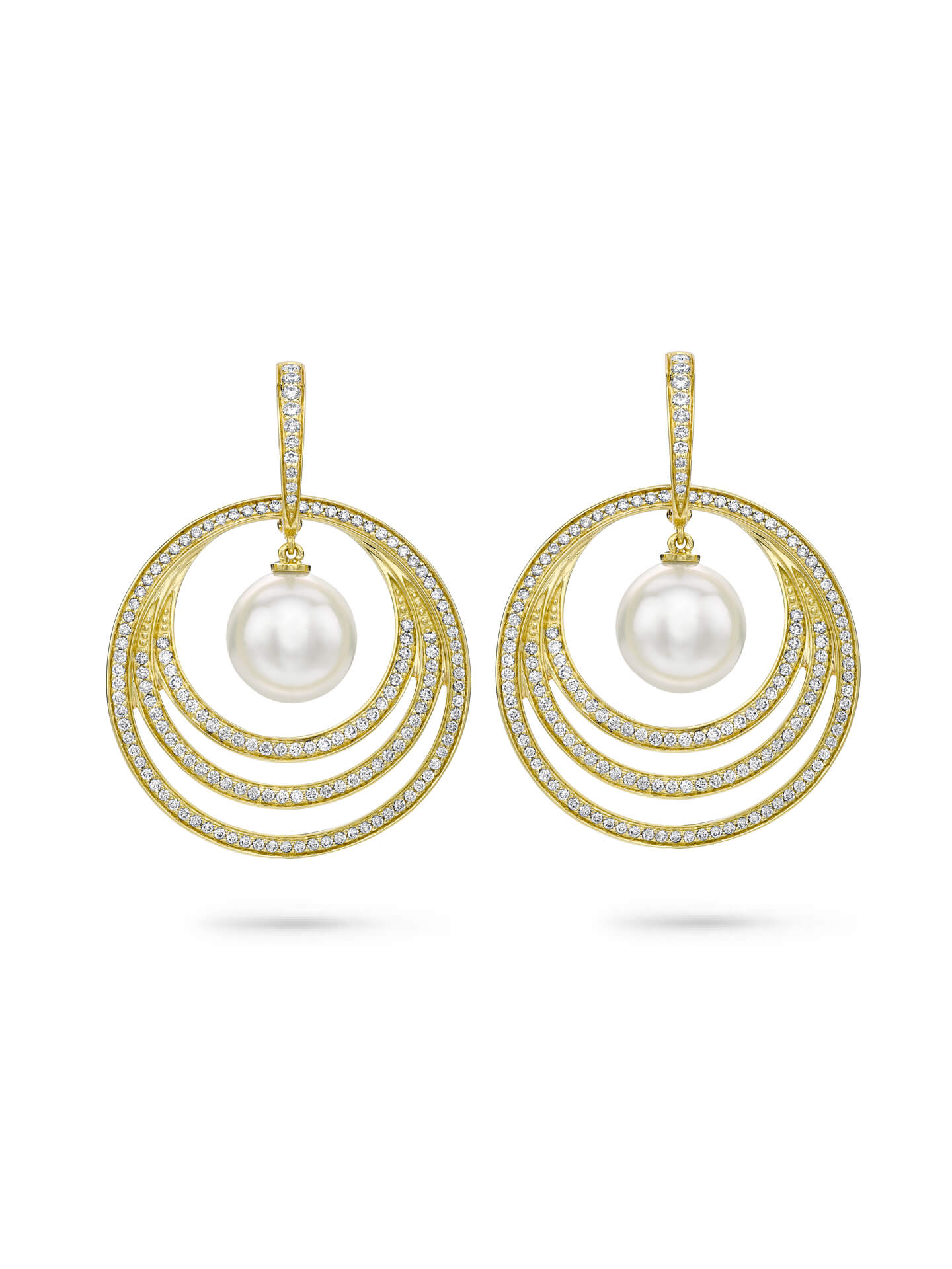 Roulette Diamond Pearl Drop Earrings