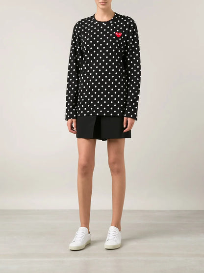 Long Sleeve Polka Dot T-Shirt