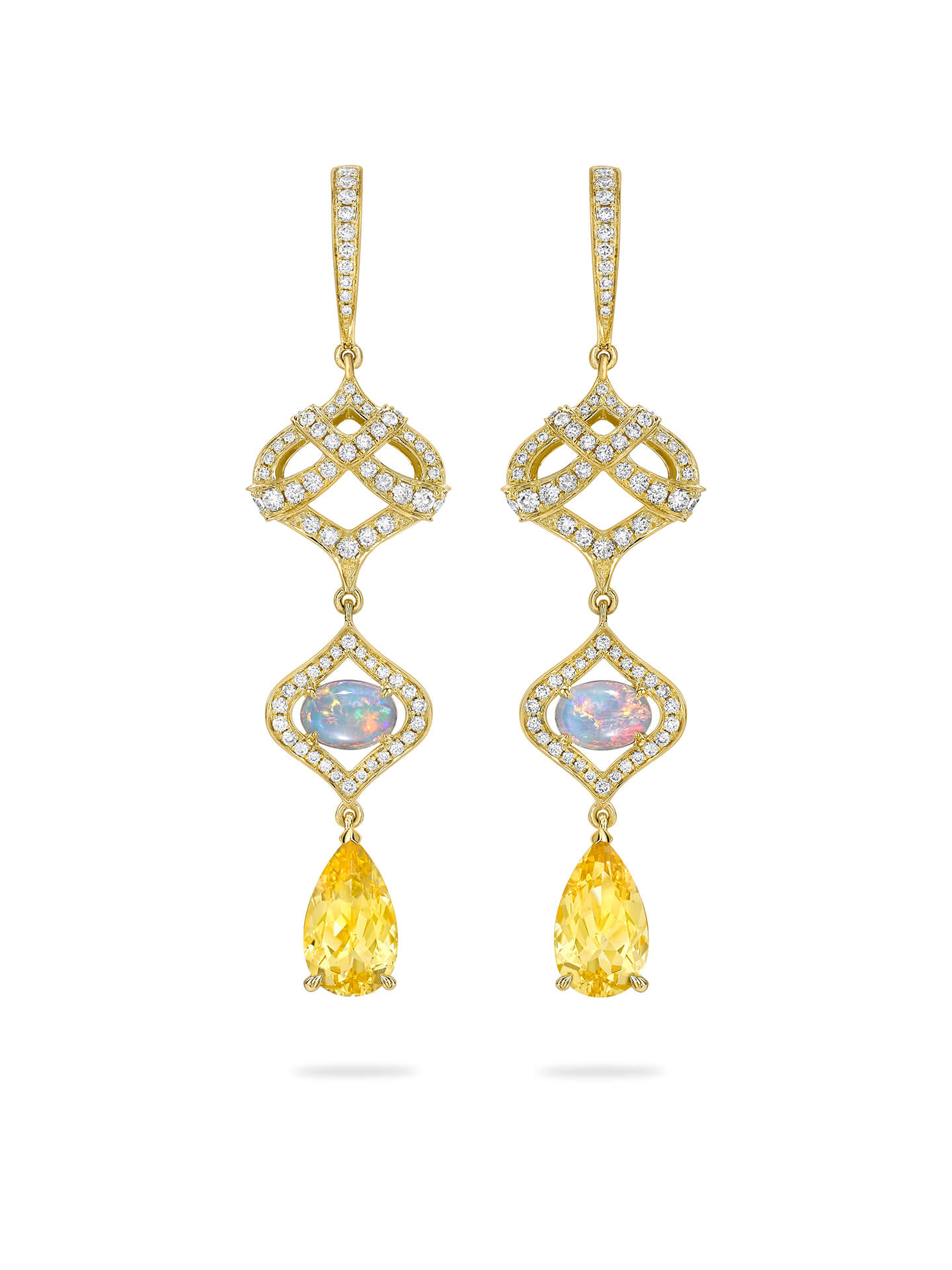 Woodland Beryl Opal Diamond Drop Earrings