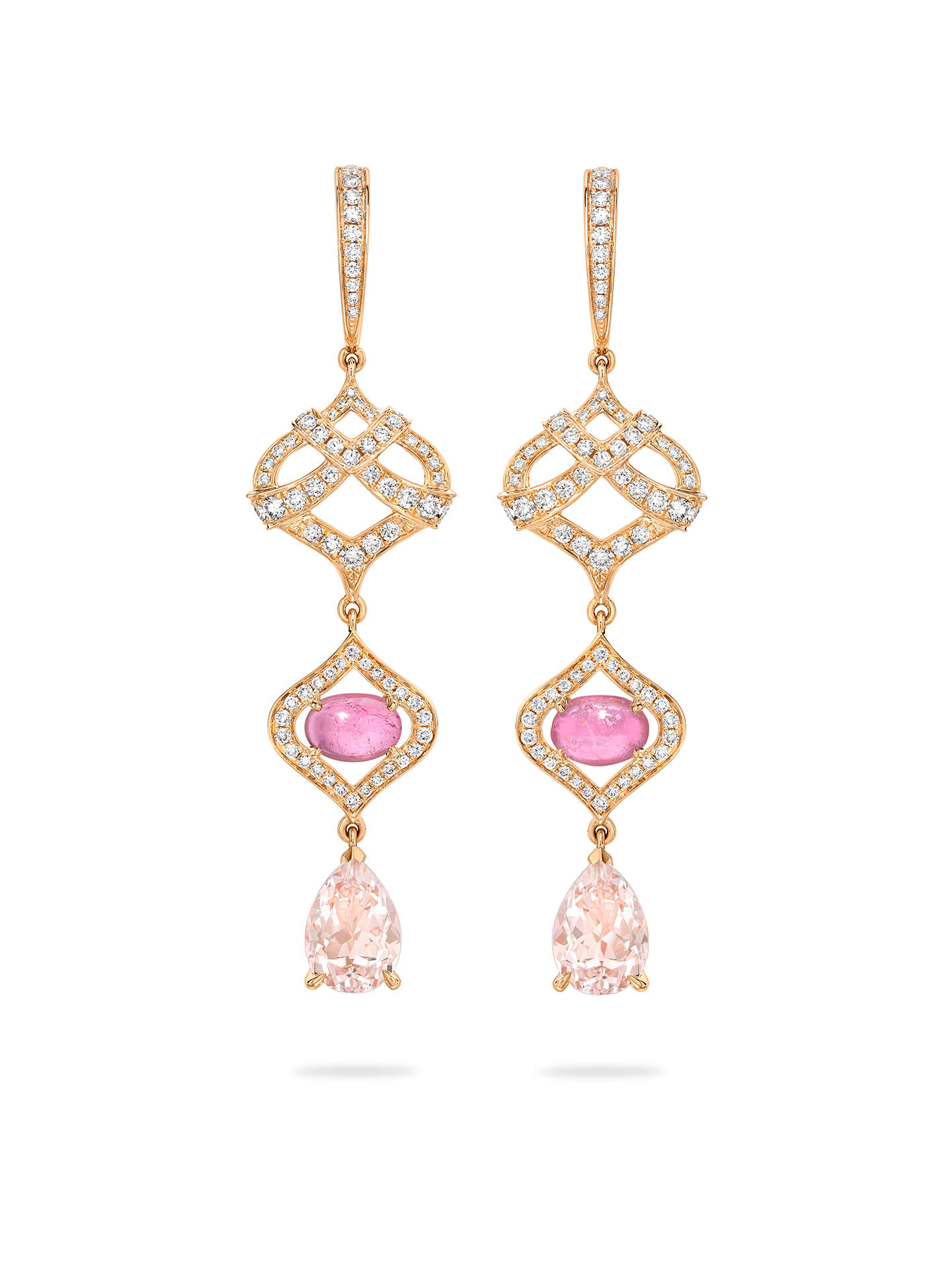 Woodland Morganite Diamond Drop Earrings