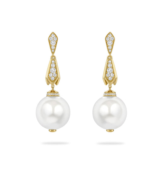 Secret Garden Pearl Diamond Drop Earrings