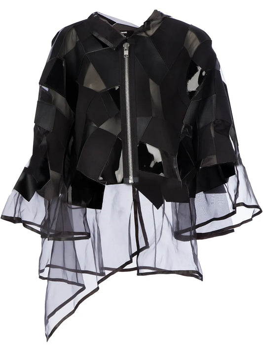 Geometric Panelled Zip Blouse