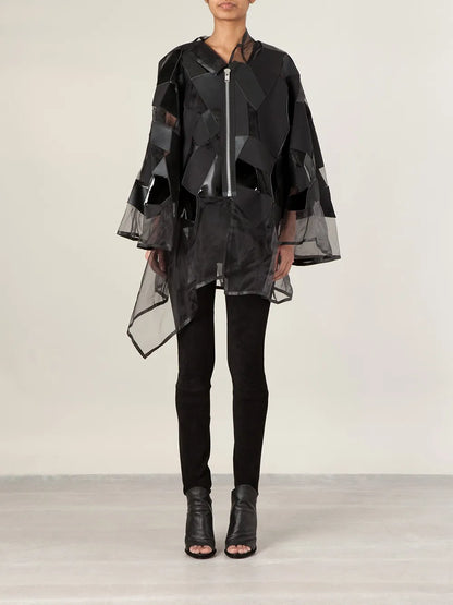 Geometric Panelled Zip Blouse
