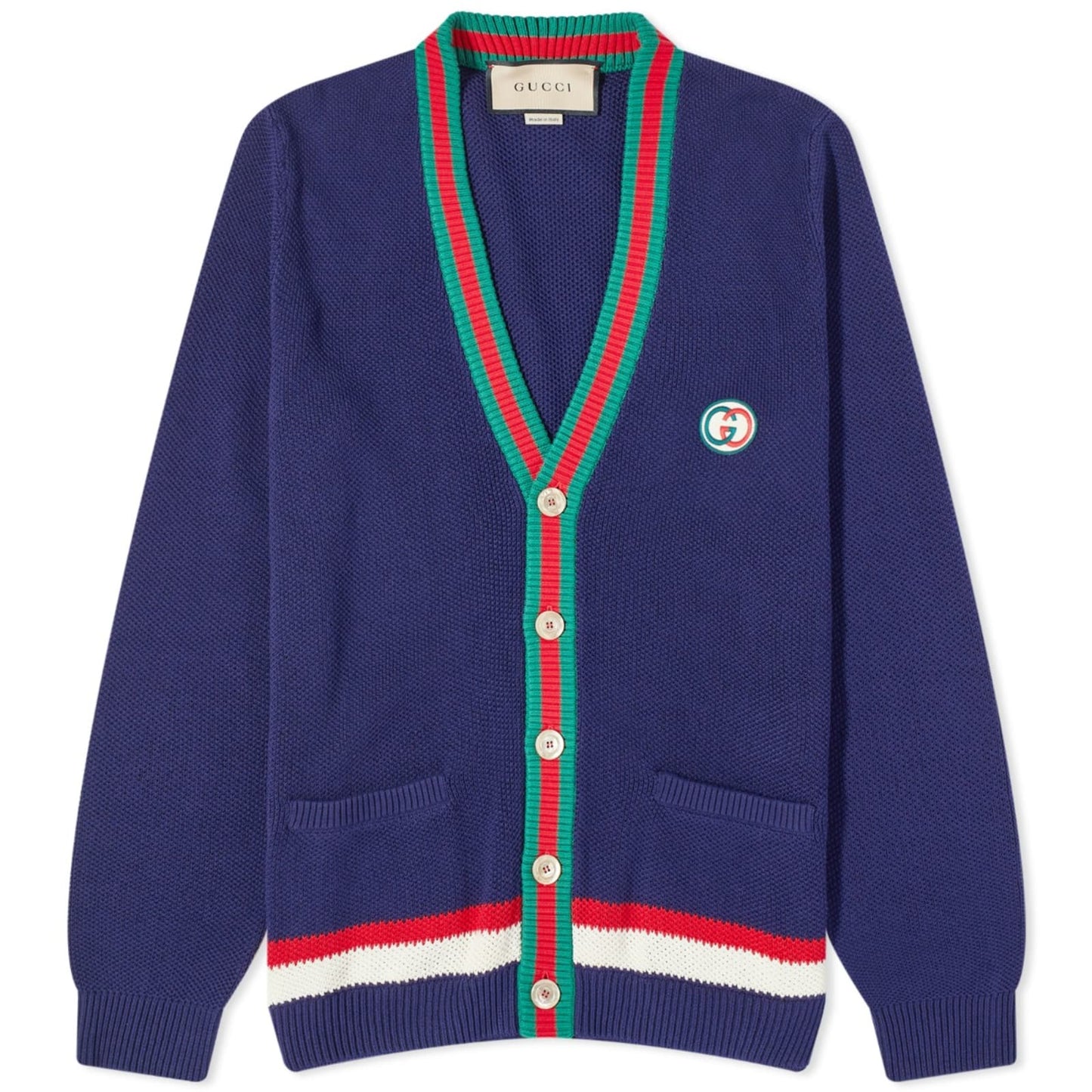 GG Logo Stripe Placket Cardigan