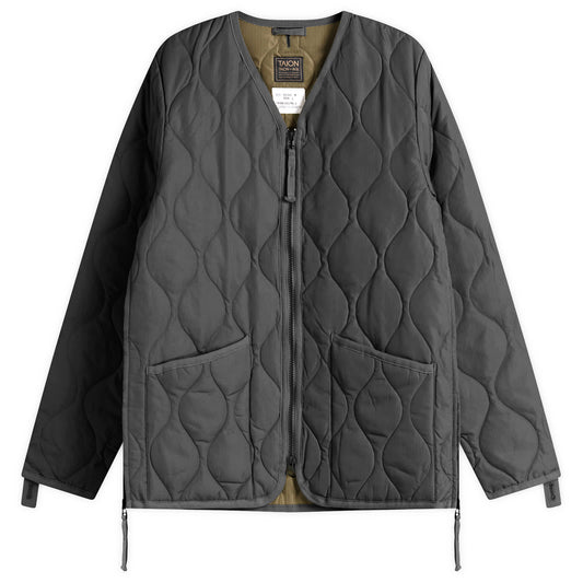 Military Zip V-Neck Down Jacket