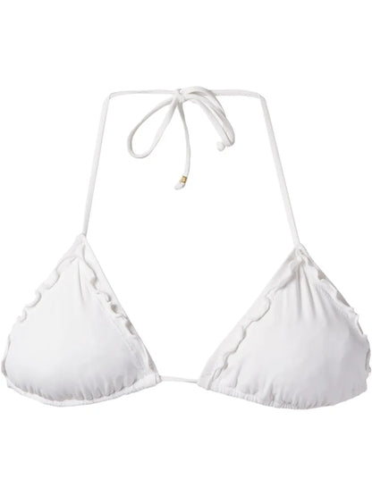 Ruffled Trim Triangle Bikini Top