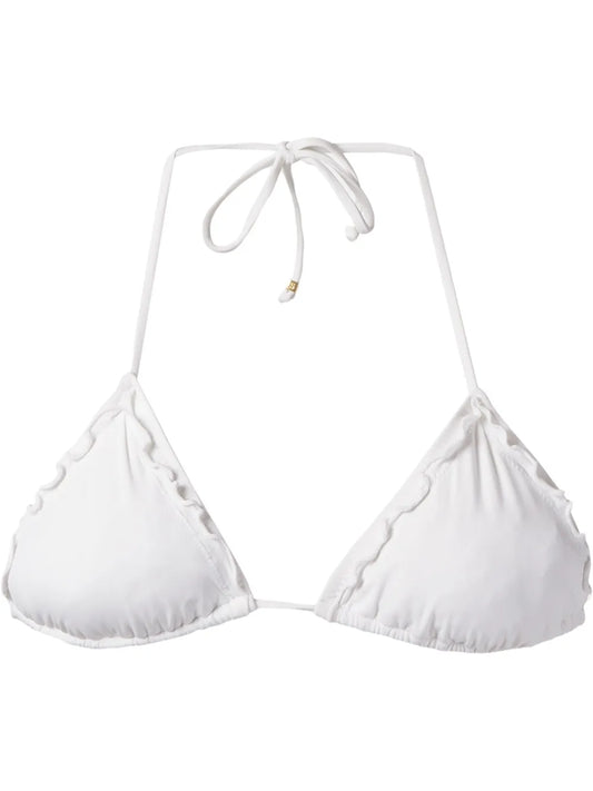 Ruffled Trim Triangle Bikini Top