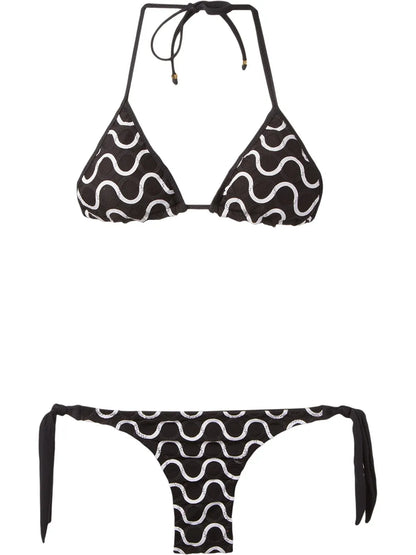 Swirl-Pattern Two-Piece Bikini Set
