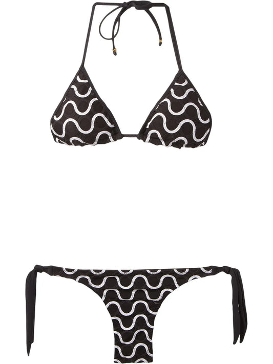 Swirl-Pattern Two-Piece Bikini Set
