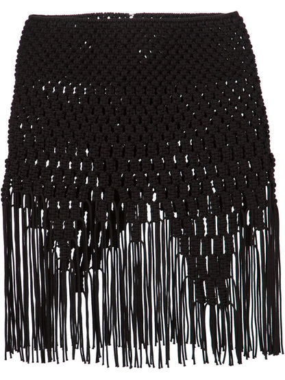 Fringed Hem Braided Skirt