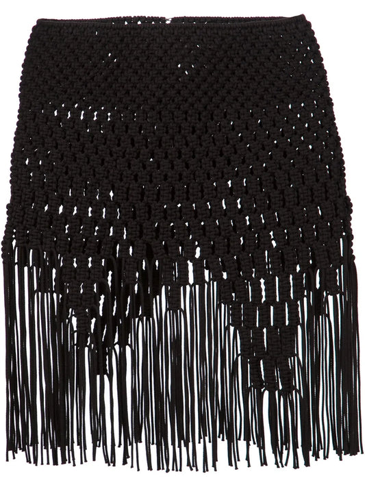 Fringed Hem Braided Skirt