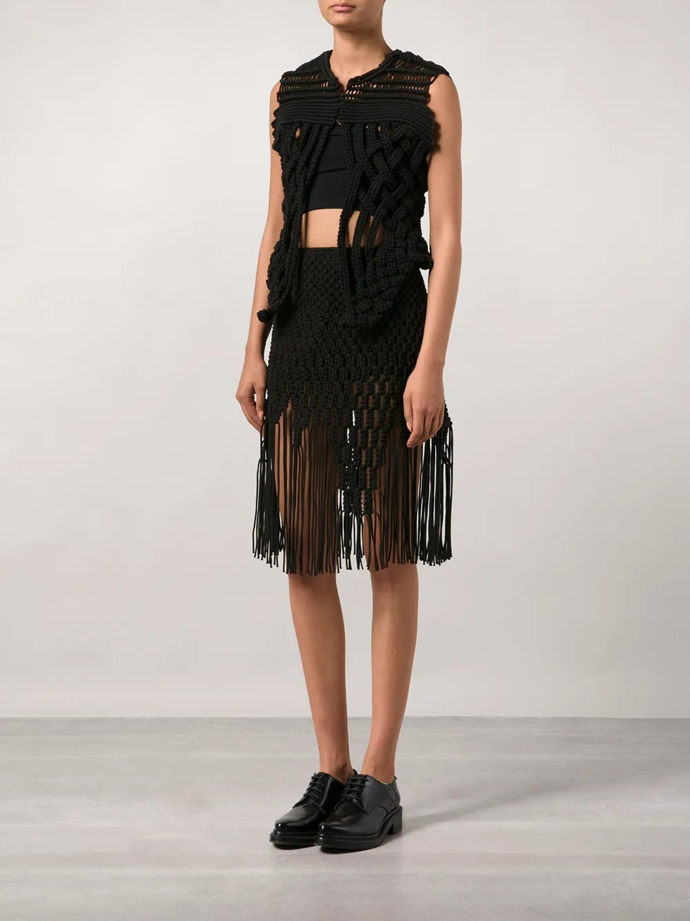 Fringed Hem Braided Skirt