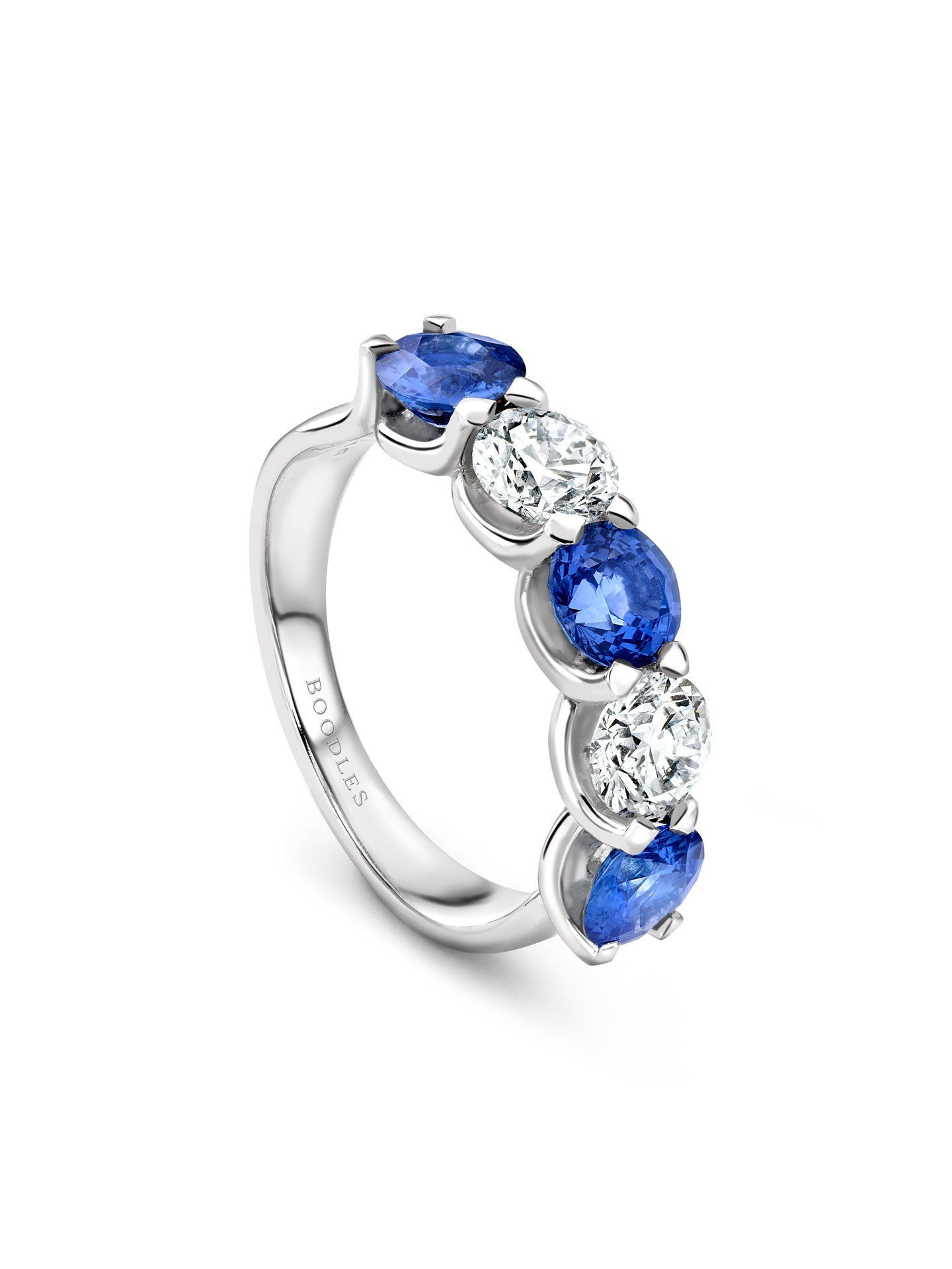 Classic Five Stone Diamond Sapphire Ring