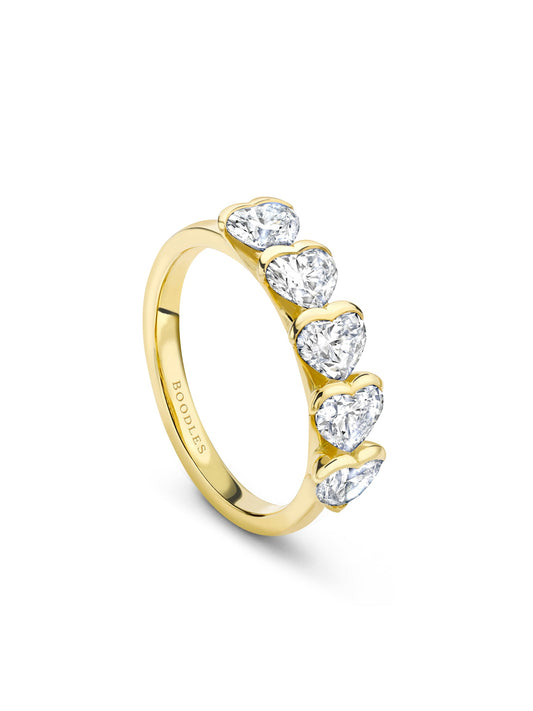 Classic Five Stone Heart Diamond Ring