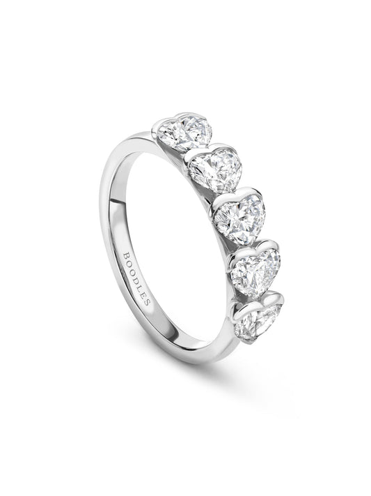 Classic Five Stone Heart Diamond Ring