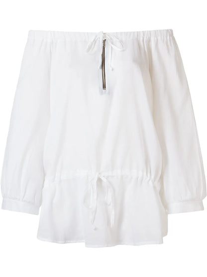 Off-Shoulder Long-Sleeve Blouse