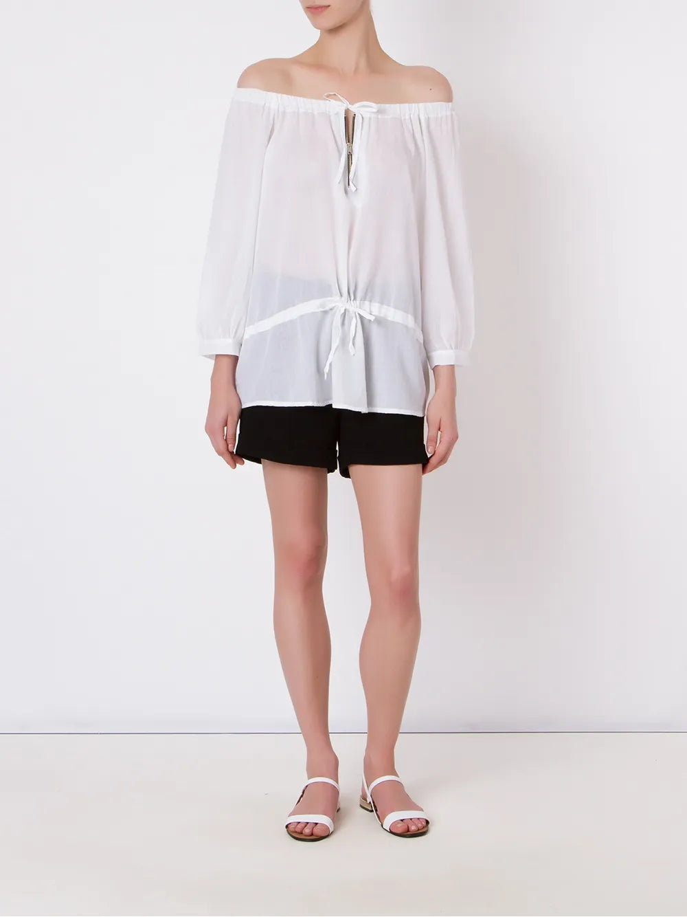 Off-Shoulder Long-Sleeve Blouse