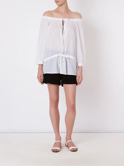 Off-Shoulder Long-Sleeve Blouse