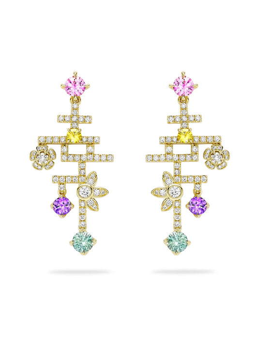 Secret Garden Sapphire Diamond Drop Earrings