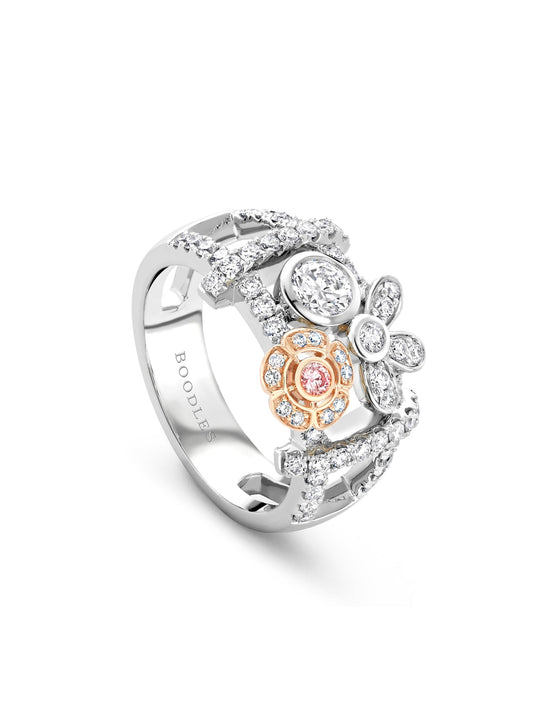 Secret Garden Pink and White Diamond Ring