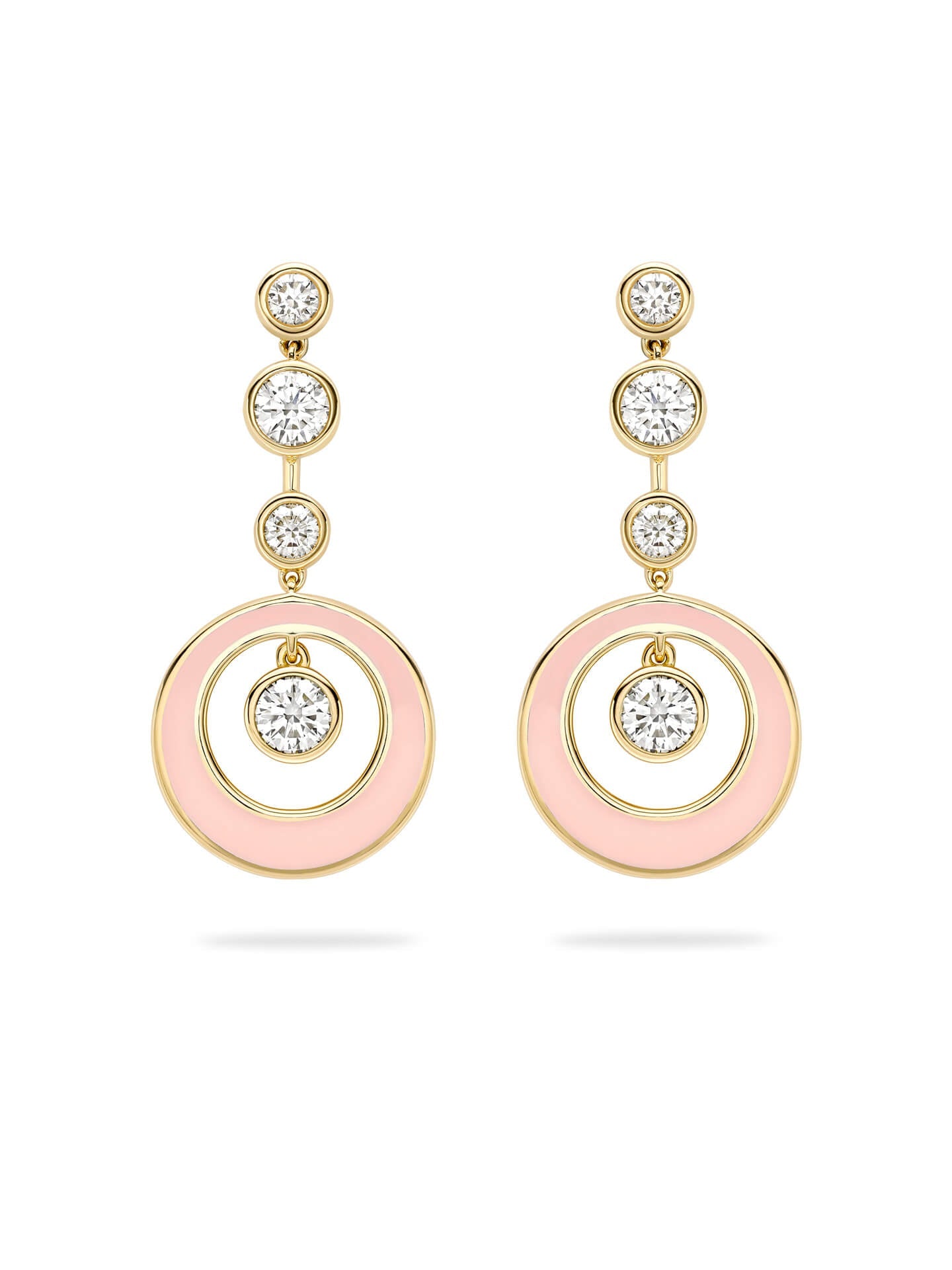 Raindance Diamond Pink Enamel Earrings