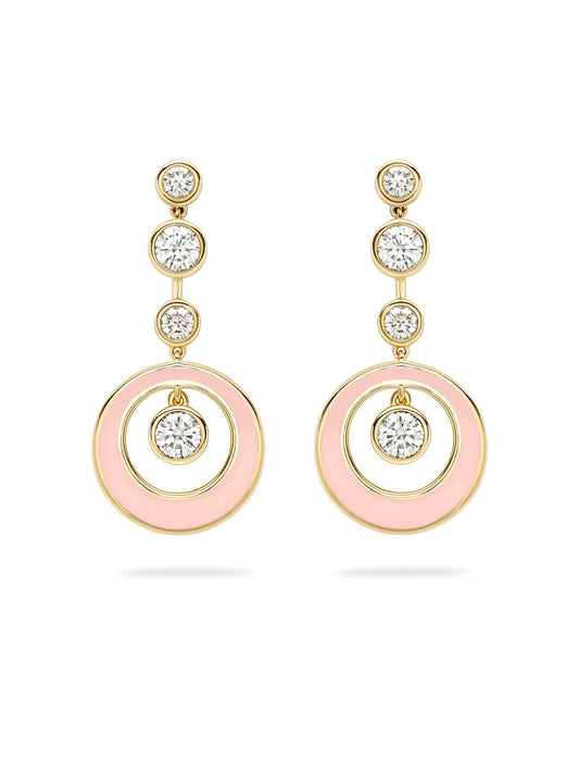 Raindance Diamond Pink Enamel Earrings