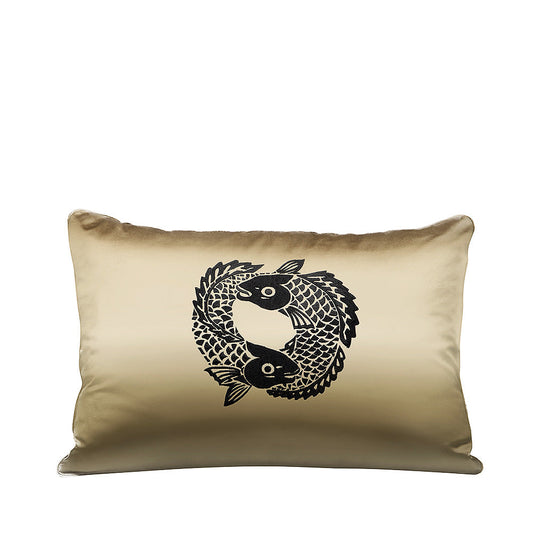 Koi Circle Embroidered Rectangular Cushion