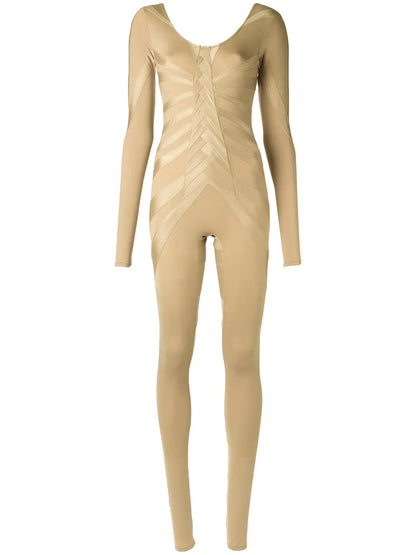 Ribcage-Pattern Stretch Jumpsuit