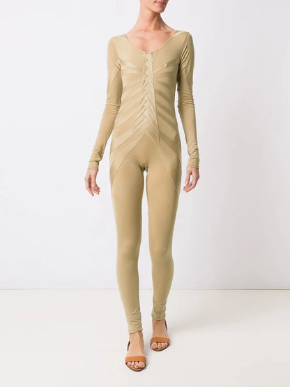 Ribcage-Pattern Stretch Jumpsuit