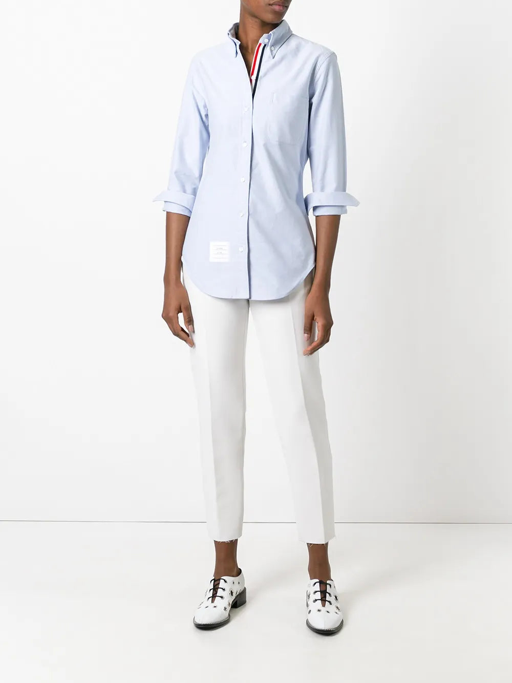 Long Sleeve Shirt Grosgrain Placket In Blue Oxford