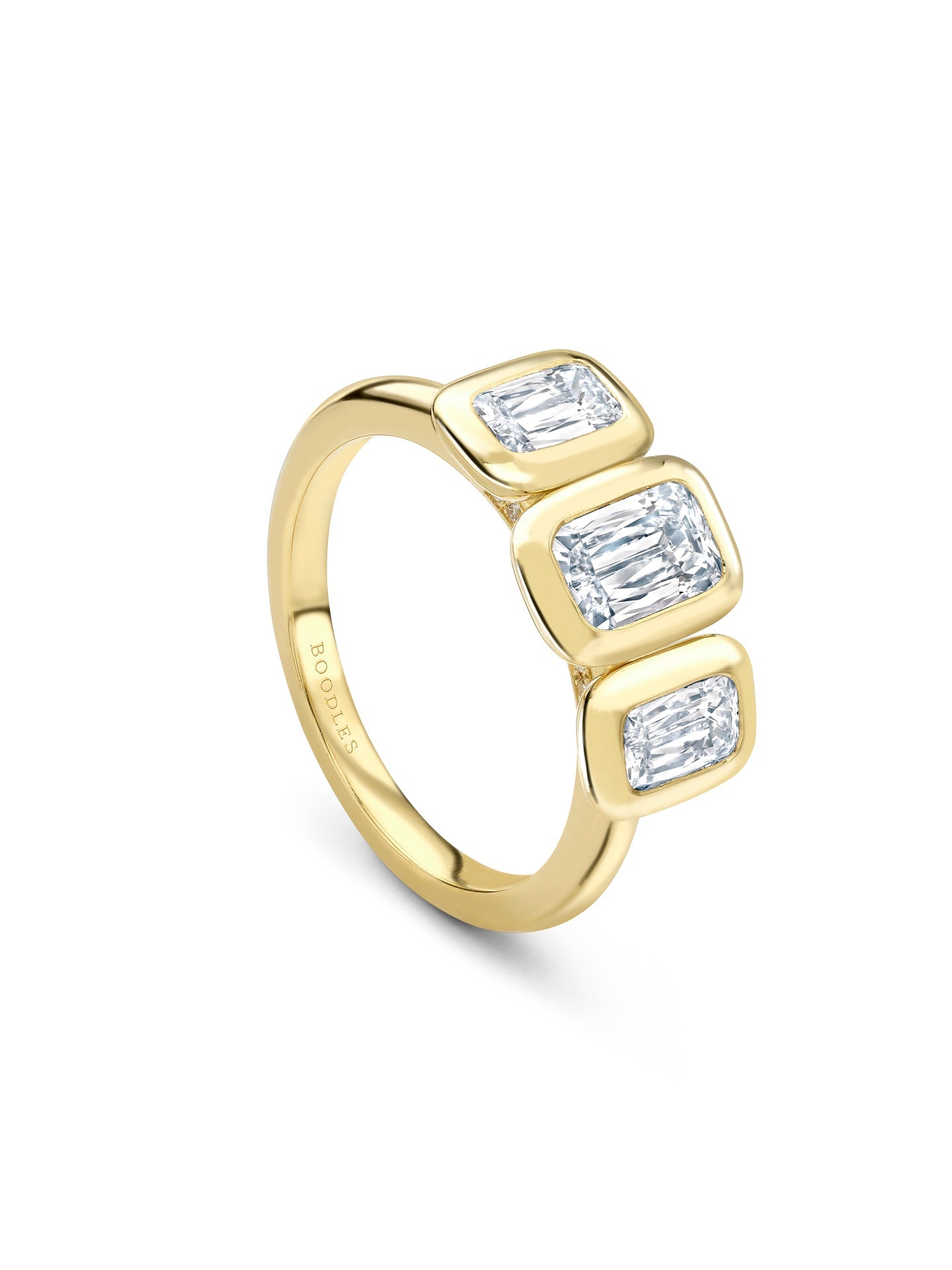 Florentine Three Stone Ashoka Diamond Ring