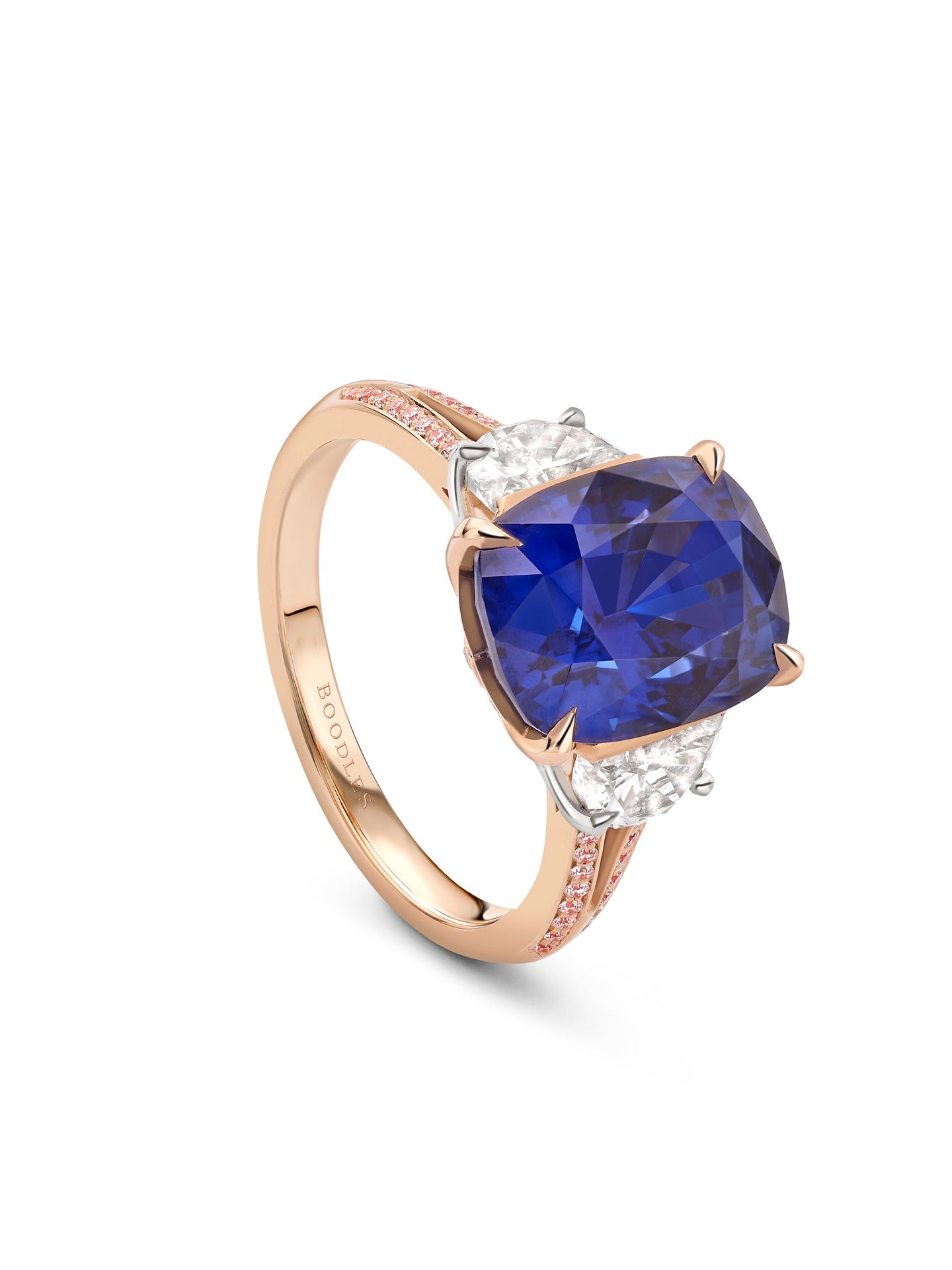 Trilogy Split Shoulder Sapphire and Diamond Ring