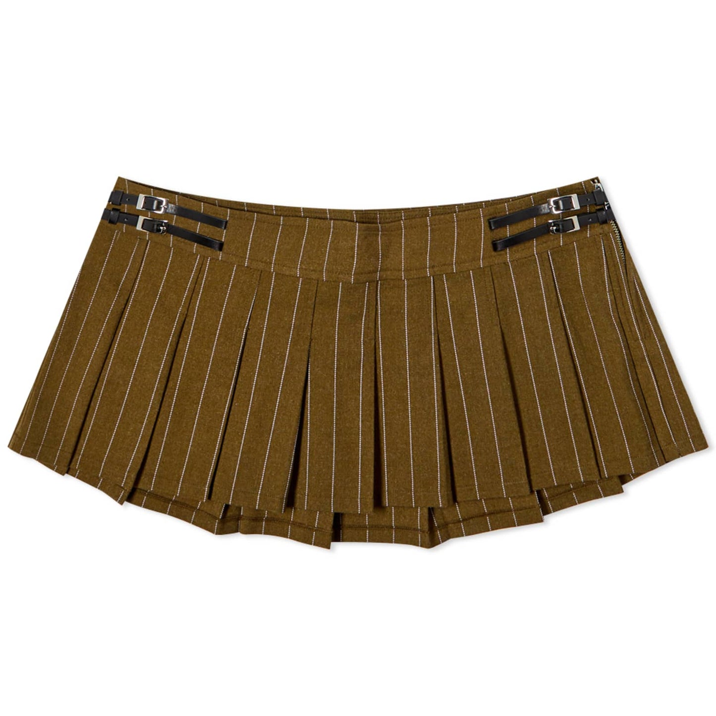 Olive Pinstripe Reno Mini Skirt