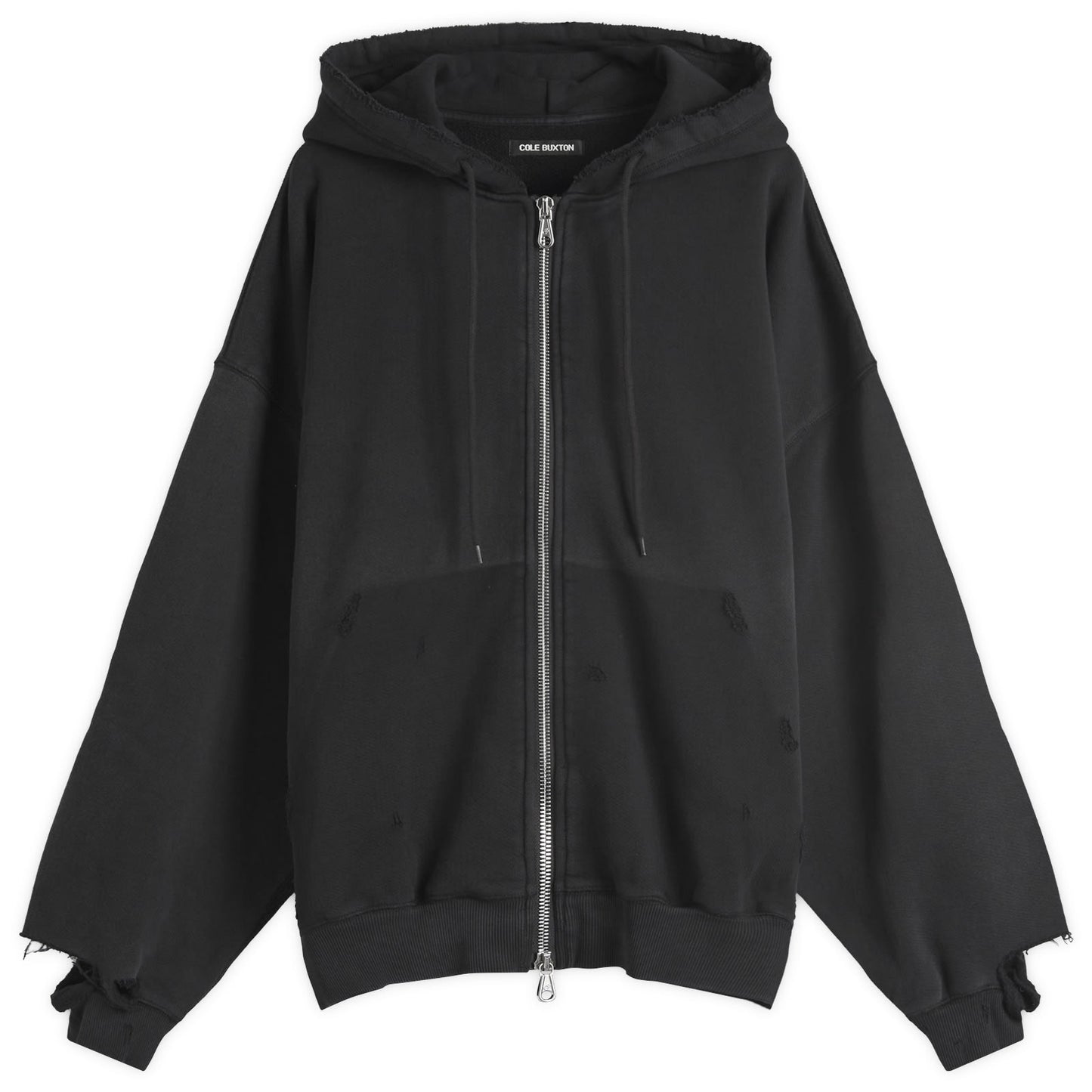 Distressed Removed Pocket Zip Hoodie