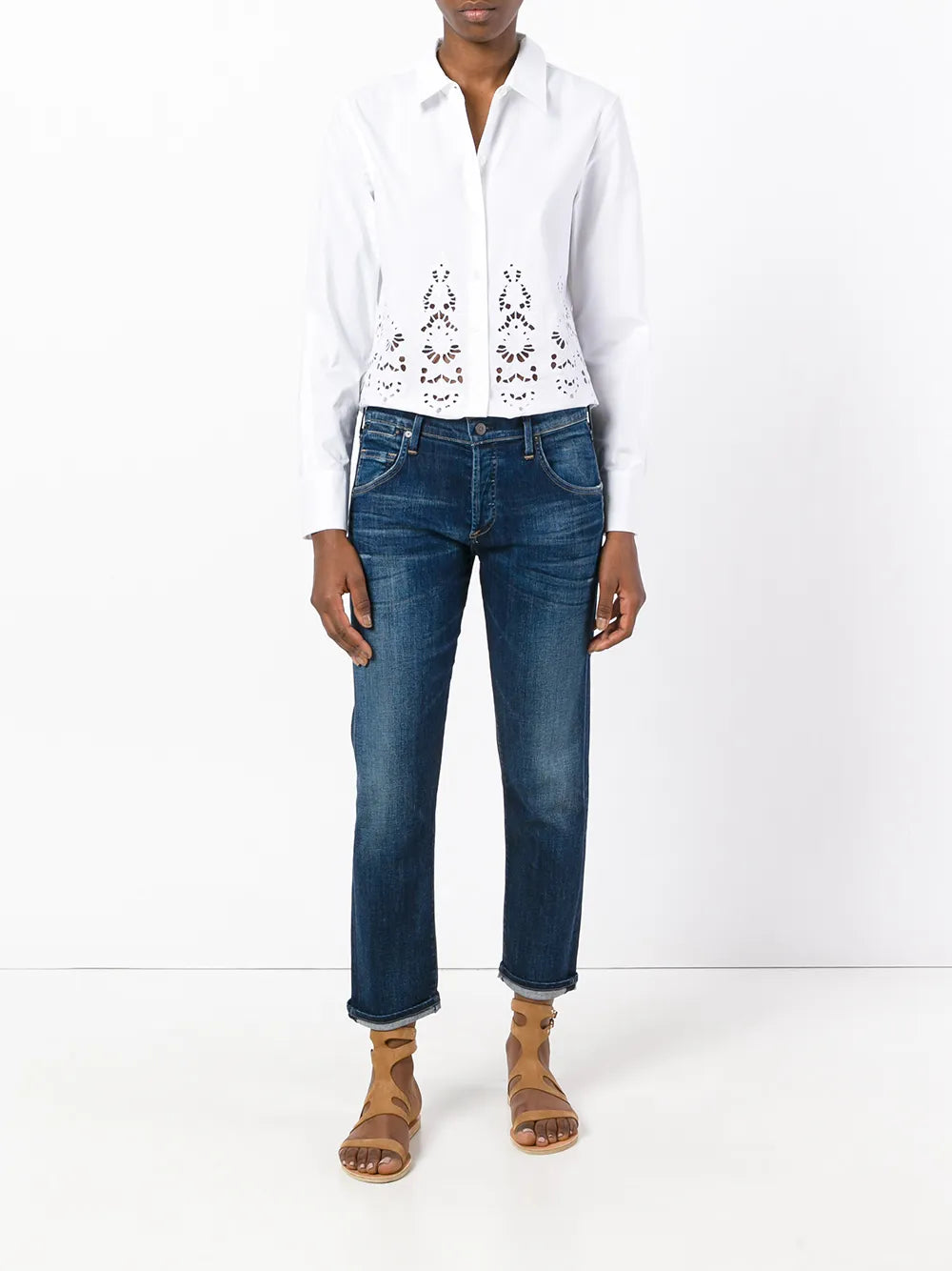 Cropped Straight Leg Jeans