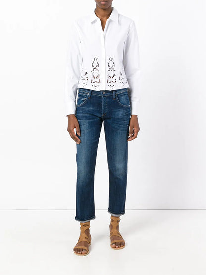 Cropped Straight Leg Jeans