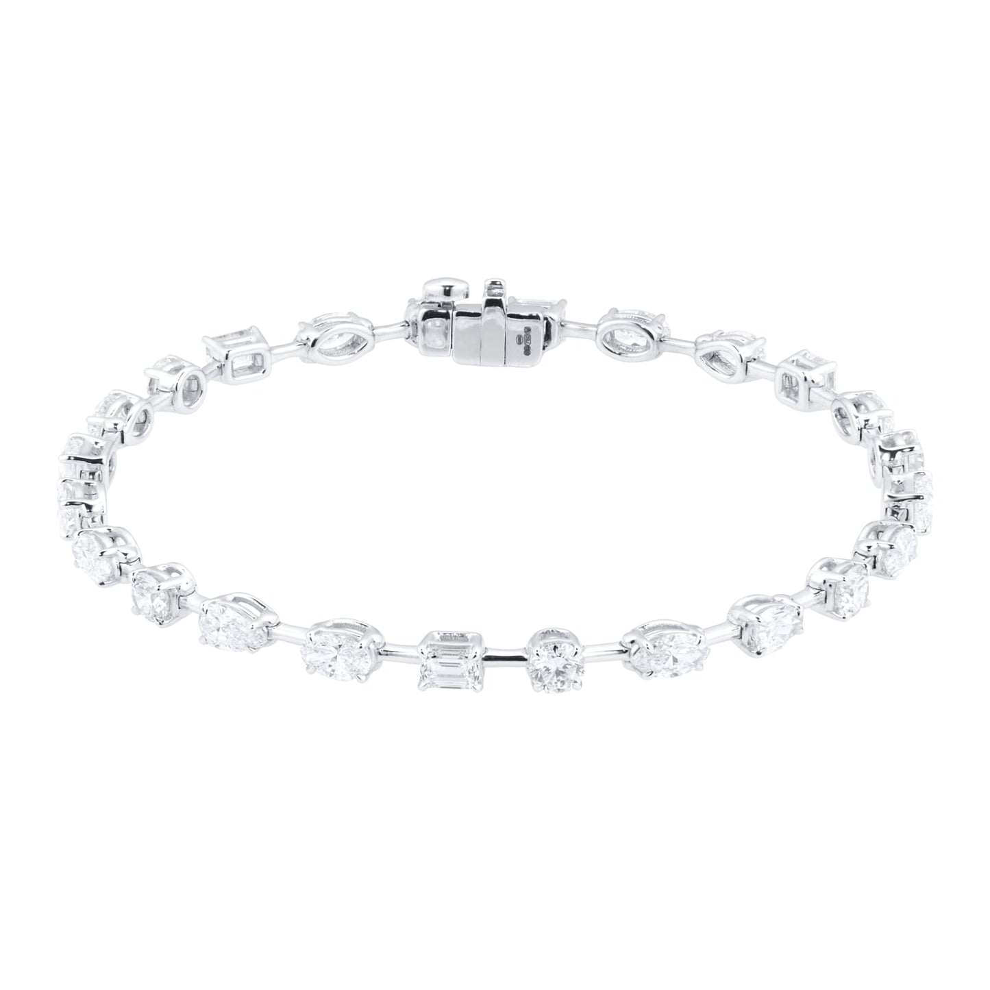 White Gold 5.87cttw Diamond Fancy Shape Bar Bracelet