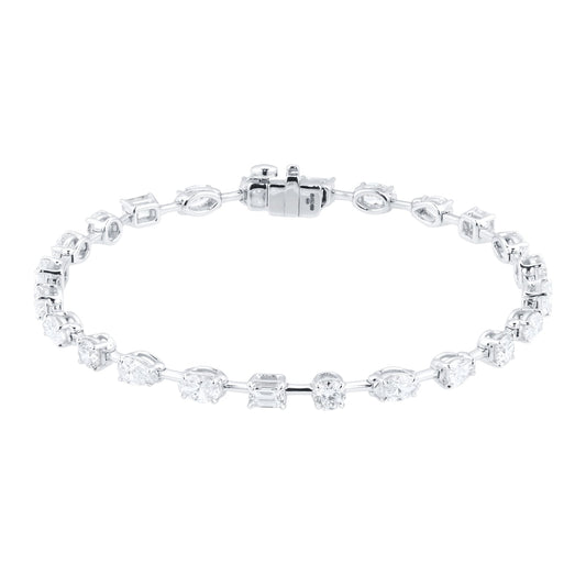 White Gold 5.87cttw Diamond Fancy Shape Bar Bracelet