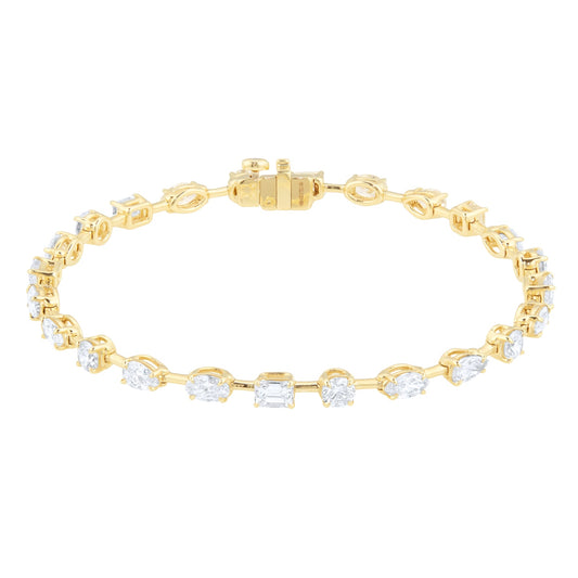 Yellow Gold 5.87cttw Diamond Fancy Shape Bar Bracelet