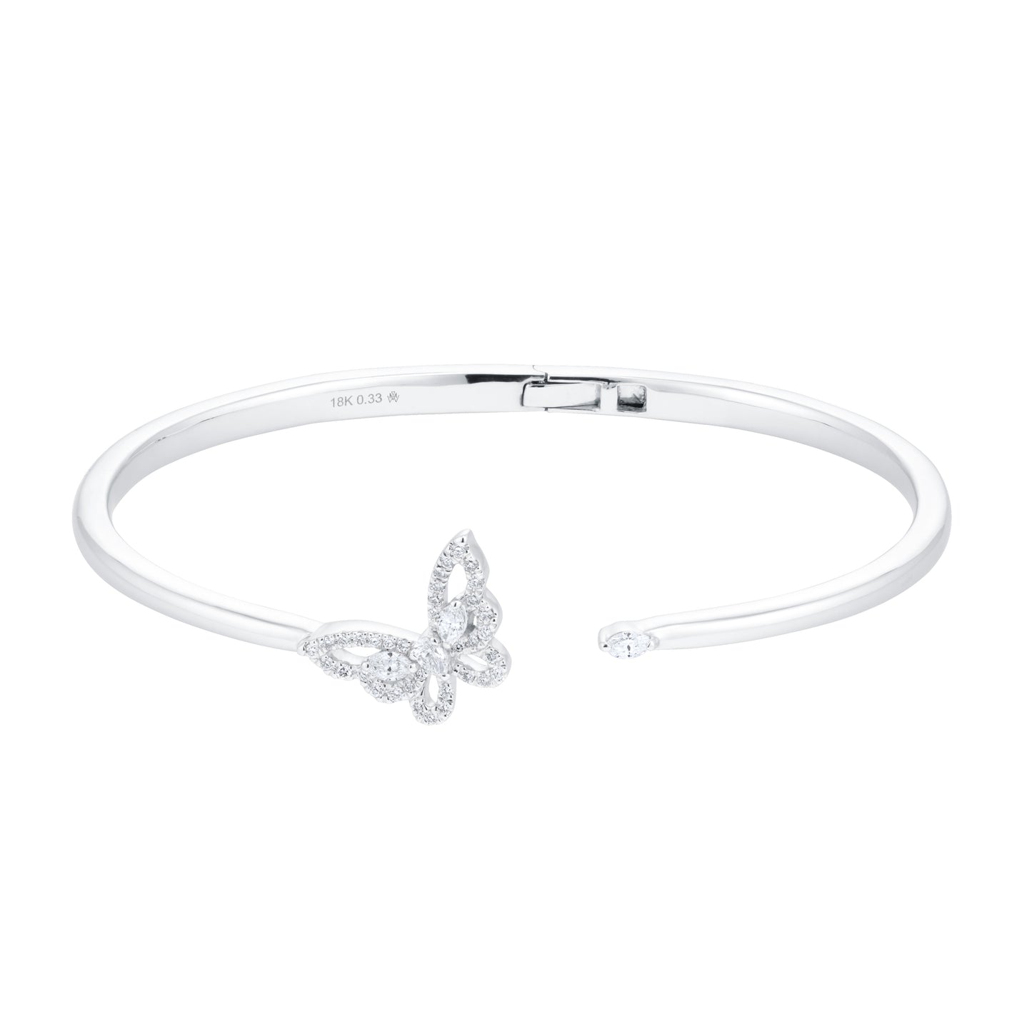 Riveret White Gold 0.33cttw Diamond Butterfly Bangle