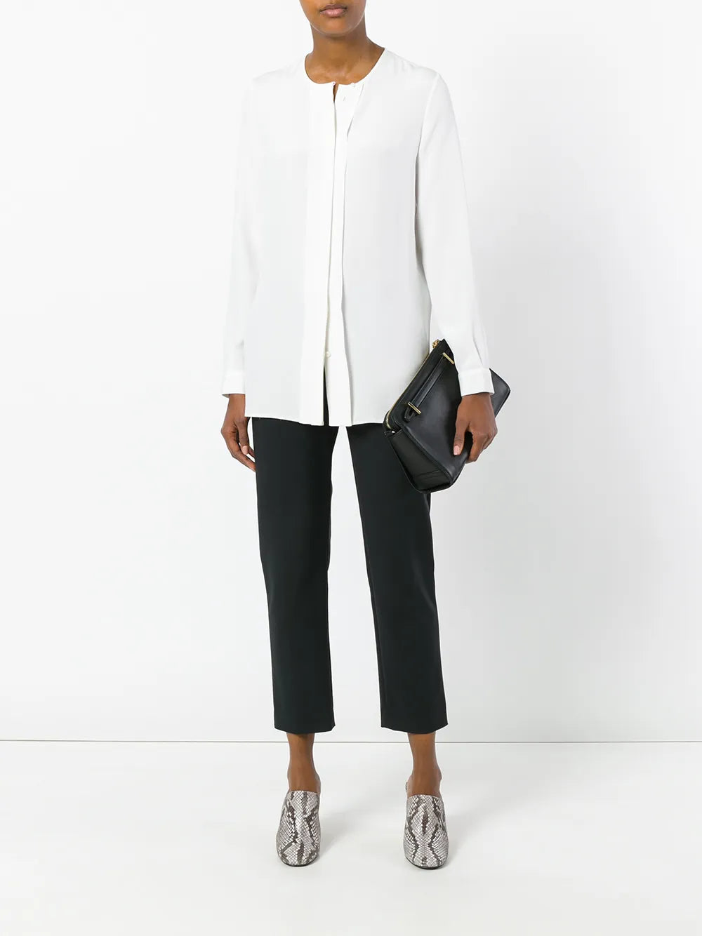 Crew Neck Long Sleeve White Blouse "White Blouses"