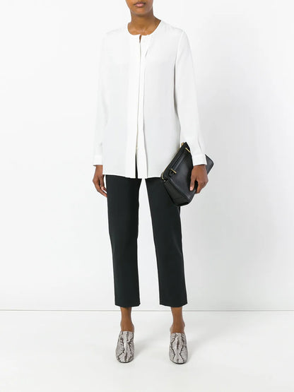 Crew Neck Long Sleeve White Blouse "White Blouses"