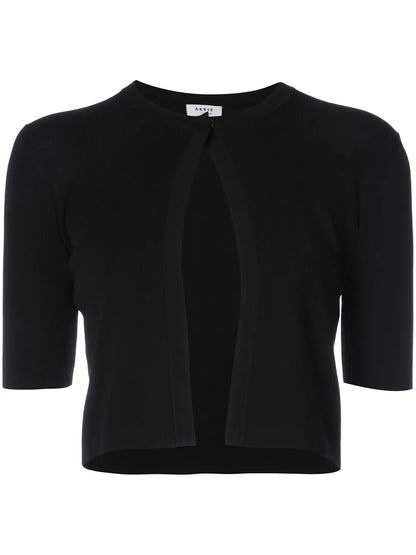 Cropped Round-Neck Cardigan