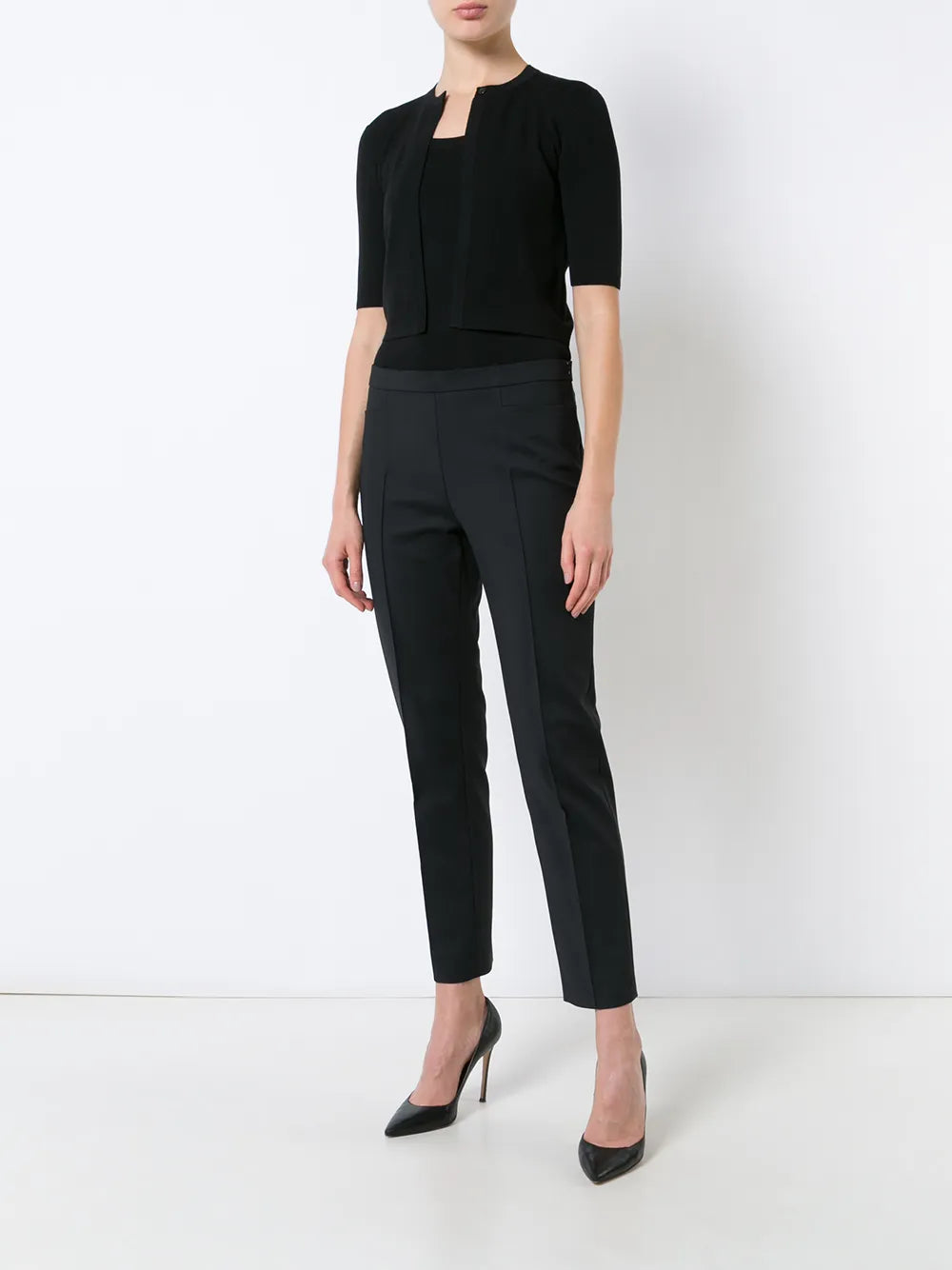 Cropped Round-Neck Cardigan
