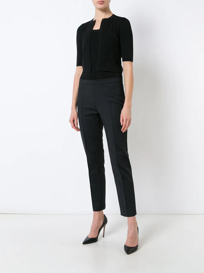 Cropped Round-Neck Cardigan