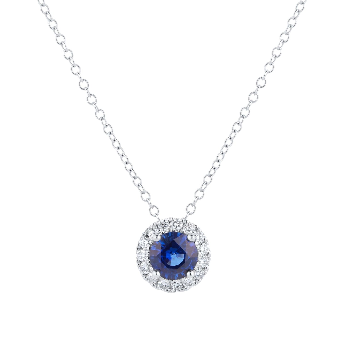 Amelia White Gold Sapphire & Diamond Halo Pendant