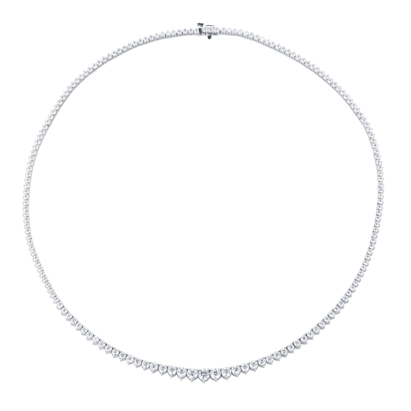 White Gold 8.08cttw Diamond 3 Claw Graduated Tennis Necklace