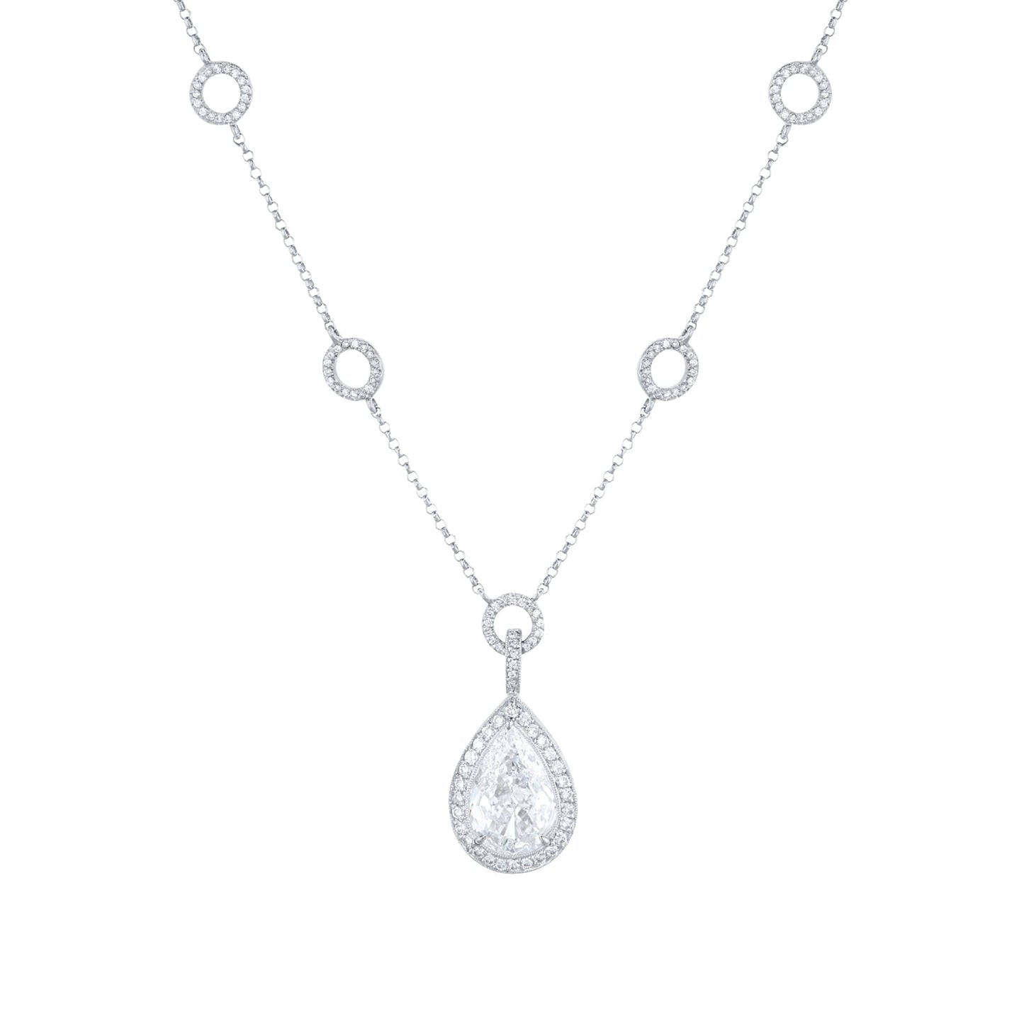 White Gold 2.90ct Diamond Halo Pendant