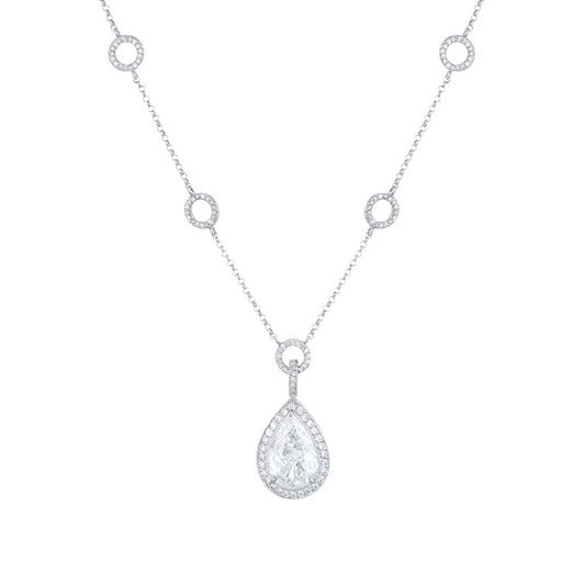 White Gold 2.90ct Diamond Halo Pendant